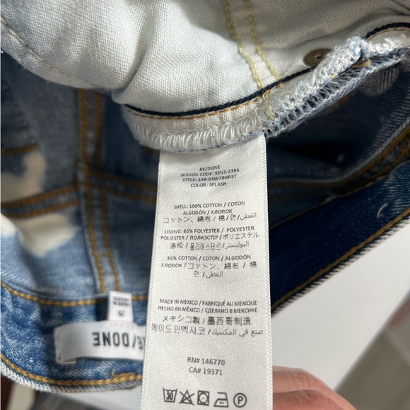 New RE/DONE High Rise Denim‎ Short Splash denim short 25 button fly - Picture 5 of 6